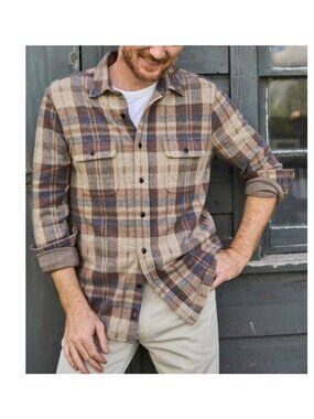Faherty Legend Sweater Flannel Shirt in Bozeman Plaid Size Small